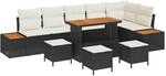 vidaXL Gartensofa-set mit Kissen 10-Tlg Schwarz Poly-Rattan 3364890