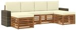 vidaXL Sofagarnituren 6 Stk Natur und Creme Massivholz Akazie 3384696