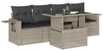 vidaXL 5-Tlg Garten-Sofagarnitur mit Kissen Hellgrau Poly Rattan 3267732