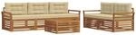 vidaXL Outdoor-Sofagarnitur mit Kissen 6-Tlg Natur und Beige 3373023