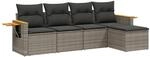 vidaXL 5-Tlg Garten-Sofagarnitur mit Kissen Grau Poly Rattan 3226760