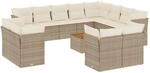 vidaXL 13-Tlg Garten-Sofagarnitur mit Kissen Beige Poly Rattan 3256282