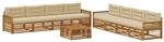 vidaXL Outdoor-Sofagarnitur mit Kissen 9 Stk Natur und Beige 3383181