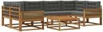 vidaXL Outdoor-Sofagarnitur mit Kissen 7 Stk Natur und Anthrazit 3382390