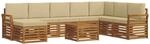 vidaXL Sofagarnituren 9 Tlg Natur und Beige Massivholz Akazie 3375333