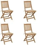 vidaXL Klappbare Gartenst&uuml;hle 4 Stk mit Kissen Massivholz Akazie 3064674