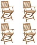 vidaXL Klappbare Gartenst&uuml;hle 4 Stk mit Kissen Massivholz Akazie 3064620