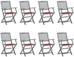 vidaXL Klappbare Gartenst&uuml;hle 8 Stk mit Kissen Massivholz Akazie 3078268