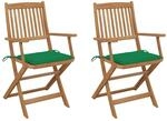 vidaXL Klappbare Gartenst&uuml;hle 2 Stk mit Kissen Massivholz Akazie 3064595
