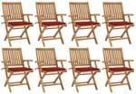 vidaXL Klappbare Gartenst&uuml;hle mit Kissen 8 Stk Massivholz Teak 3072783