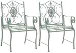 DELUKE 2er Set Gartenst&uuml;hle AUSTIN Metall Antik-Gr&uuml;nfarbig 62x53x94cm...