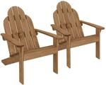 ECD Germany Adirondack-Stuhl 2er Set aus Tannenholz Massiv 92,5x70x89 cm Braun