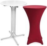 Beautissu Bellini Stehtisch &Oslash; 80cm Wei&szlig; mit Stella Stehtischhusse &Oslash; 80cm...
