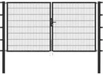 Metallzaun Doppeltor f&uuml;r Doppelstabmatte Anthrazit z. Einbeton. 140 cm x 250 cm