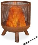 Relaxdays Feuerkorb Stahl Braun Mit Funkenschutz 53 cm x 44 cm 3,7 kg
