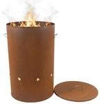Relaxdays Feuertonne Cortenstahl Rotbraun Mit Deckel 60 cm x 38,5 cm 13 kg