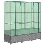 vidaXL Hochbeet mit Gew&auml;chshaus-Aufsatz Rattan-Optik 120x40x138 cm 4015857