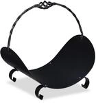 Relaxdays Kaminholzkorb Stahl Schwarz mit Henkel 42,5 cm x 43,5 cm x 30 cm 2,7 kg