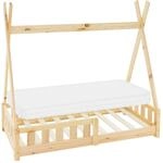 ML-Design Kinderbett Tipi 70x140 cm Natur mit Matratze Rausfallschutz Lattenrost
