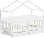 ML-Design Hausbett mit Matratze 80x160 cm & 2 Schubladen Wei&szlig; Kiefer