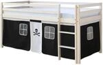 Homestyle4u Hochbett 90x200 Wei&szlig; Vorhang Pirat 1534