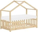 ML-Design Hausbett mit Matratze 70x140 cm Natur aus Kiefernholz