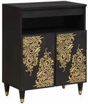vidaXL Sideboard mit Regal Schwarz 60 x 33 x 75 cm Massivholz Mango 4018833