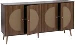 MCW Sideboard P49 Poly-Rattanfront MDF Melamin 80x160x40cm Braun