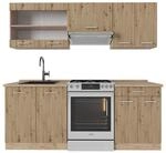Vicco R-Line K&uuml;chenzeile Artisan-Eiche/Goldkraft Eiche 200 cm ohne Arbeitsplatte