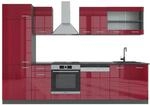 Vicco R-Line K&uuml;chenzeile Bordeaux Hochglanz/Anthrazit 300 cm AP Anthrazit ohne