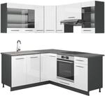 Vicco Fame-Line Eckk&uuml;che Wei&szlig; Hochglanz/Anthrazit 160 x 190 cm AP Marmor ohne