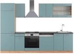 Vicco R-Line K&uuml;chenzeile Blau-Grau/Goldkraft Eiche 300 cm AP Anthrazit ohne