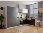 Respekta Winkelk&uuml;che KBL310WGCGKEG 310 x 172 cm Grau-Wei&szlig;-Butcher Nussbaum