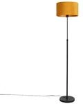 QAZQA Stehleuchte Schwarz mit Veloursschirm ockerGelb mit Gold 35 cm Parte