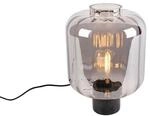 QAZQA Design Tischlampe Schwarz mit Rauchglas Qara