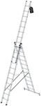 PROREGAL Mehrzweckleiter 3-Teilig mit Traverse 3 x 11 Sprossen