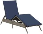 vidaXL Sonnenliege mit Kissen Grau Poly-Rattan 4002707