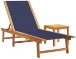 vidaXL Sonnenliege mit Tisch Blau Massivholz Akazie und Textilene 4008418
