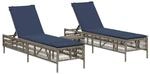 vidaXL Sonnenliegen 2 Stk mit Tisch Grau Poly-Rattan 4002752