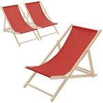 ECD Germany Liegestuhl 3Er Set Klappbar Rot aus Holz