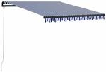 vidaXL Einziehbare Markise Handbetrieben 350 x 250 cm Blau und Wei&szlig; 3055188