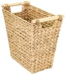 HMF 37252 Papierkorb B&uuml;ro Aufbewahrungskorb mit Holzgriffen Wasserhyazinthe...