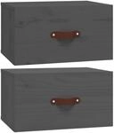vidaXL Wand-Nachttische 2 Stk Grau 40x29,5x22 cm