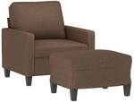 vidaXL Sessel mit Hocker Braun 60 cm Stoff 3201032
