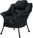 ML-Design Relaxsessel Schwarz mit Armlehnen Kopfkissen und Seitentasche