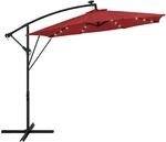 ML-Design Ampelschirm &Oslash; 300 cm in Rot aus Aluminium mit LED-Solar