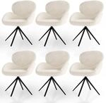 Juskys Drehstuhl Albano Boucl&eacute; Creme 6er Set