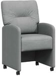 vidaXL Esszimmerst&uuml;hle mit Rollen 2 Stk Hellgrau 57 x 67 x 95 cm Stoff 42017847