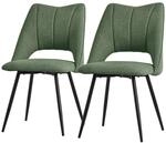 ML-Design Esszimmerst&uuml;hle 2Er Set Gr&uuml;n aus Stoffbezug mit R&uuml;ckenlehne