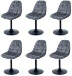 MCW Esszimmerstuhl A60 6er-Set Stoff/Textil Chenille 465g/m&sup2; Dunkelgrau